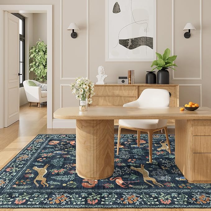 DUKINO 4x6 Area Rug, Non Slip Animal Washable Living Room Rug, Low Pile - Image 5