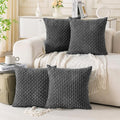 Set of 4 Dark Grey Decorative Throw Pillow Covers 18x18 Inch Corduroy Pillow by Cozoomy