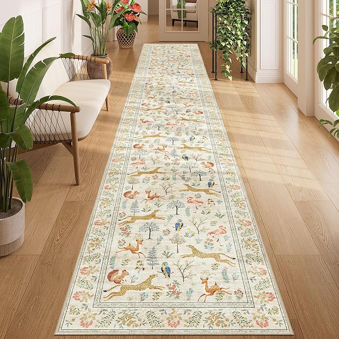 DUKINO 2x12 Washable Runner Rug, Non Slip Animal Rug by DUKINO