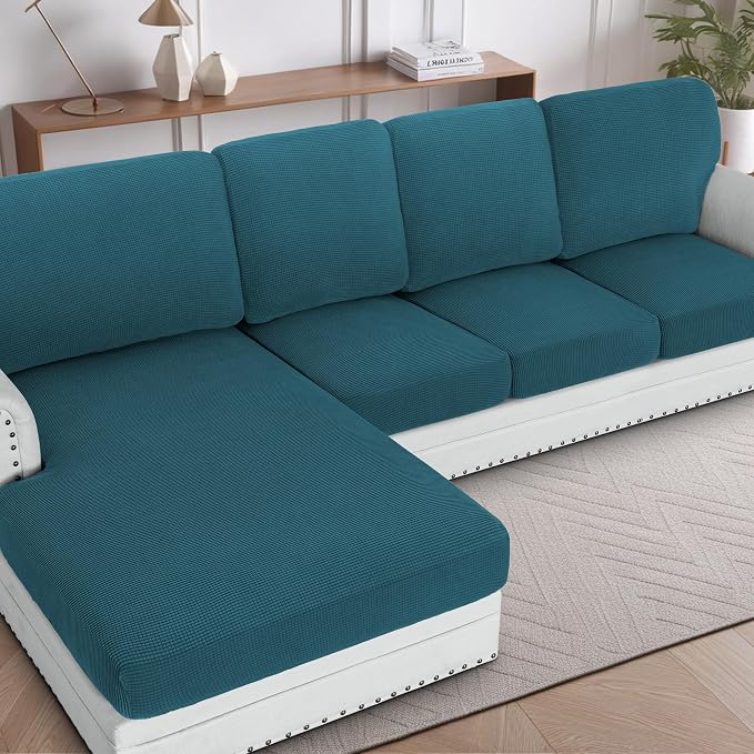 H.VERSAILTEX Sectional Couch Covers 4 Pieces Sofa Seat Cushion Covers L Shape by HVERSAILTEX