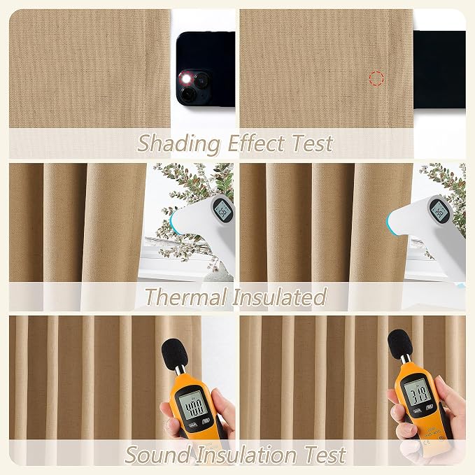 100% Blackout Linen Curtains 120 Inch Length 2 Panels Set - Image 5