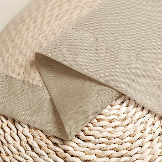 Chyhomenyc Sheer Curtains 63 Inch Length 2 Panels, Taupe | Light Filtering - Image 7