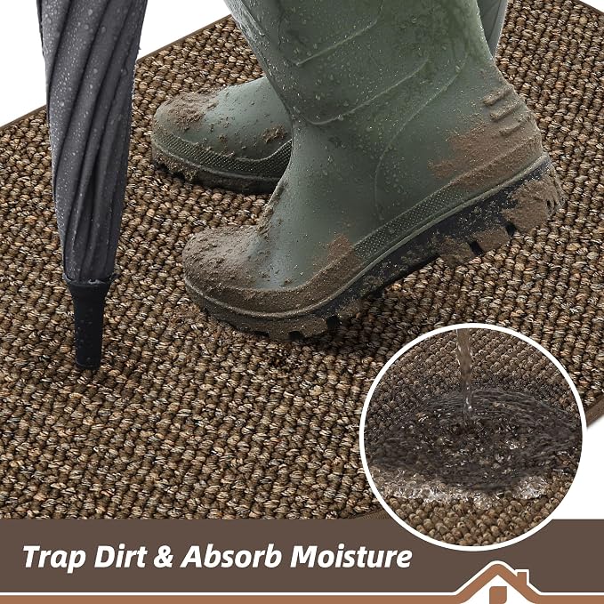 BEQHAUSE Dirt Trapper Door Mat 24" x 36" Half Circle Non Slip Rugs, Absorbent - Image 3