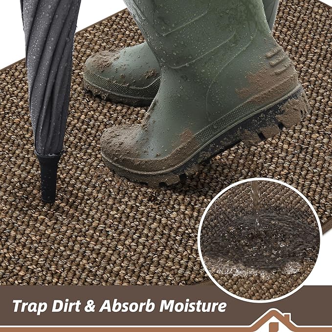 BEQHAUSE Dirt Trapper Door Mat 36" x 60" Half Circle Non Slip Rugs, Absorbent - Image 4