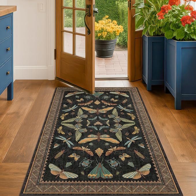 Black Front Door Mat Indoor Entrance Non Slip Washable - Image 6