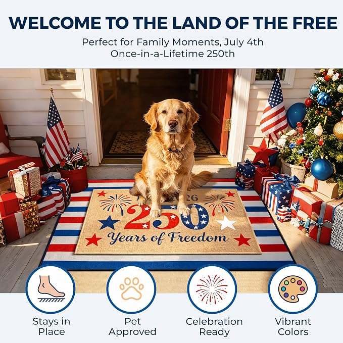 2 Pcs Patriotic Door Mat, America 250th Anniversary Layered Welcome Mat - Image 5