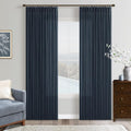 Modern Pinch Pleated Linen Navy Blue Semi Sheer Curtains by Twodrapes