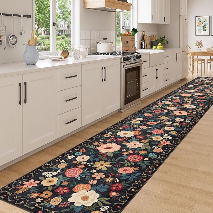 DUKINO 3x20 Runner Rug for Hallway, Floral Washable Long Runner Rug, Low Pile - Image 3