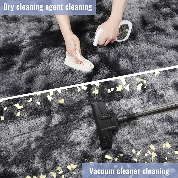 Dark Grey Large Area Rugs for Living Room Carpet, 8x10 Rug, Big Fluffy Modern - Image 6