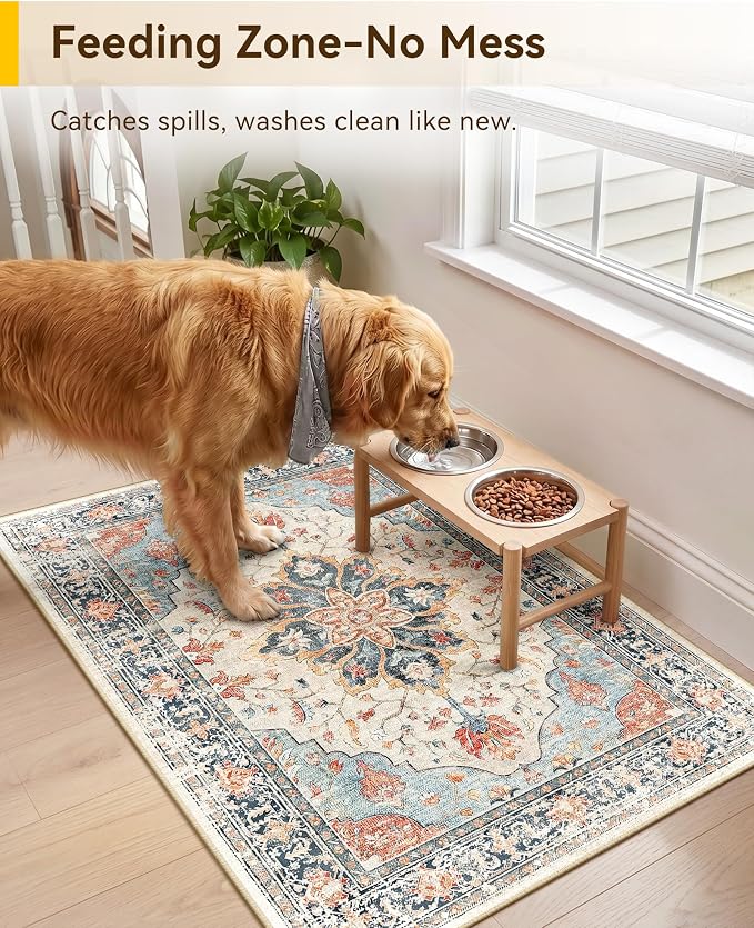 RELEANY Washable Area Rug, Small 2'x3', Water Repellent, Pet Friendly, Vintage - Image 2
