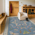 6x8 Blue Floral Area Rug for Living Room, Bedroom & Dining Room Table, Washable by HazoHaus