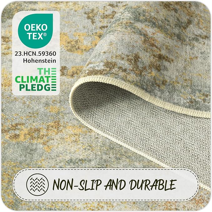 2x5 Green Rug Runners for Hallways Kitchen Non Slip Washable Entryway Runner - Image 4