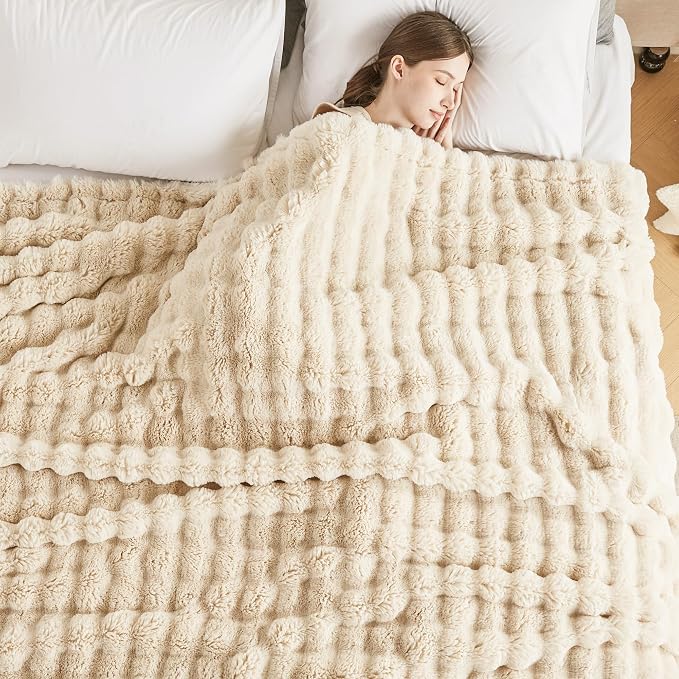 60x80 Inches Ultra-Soft Fuzzy Faux Fur Plush Twin Size Blanket - Image 2