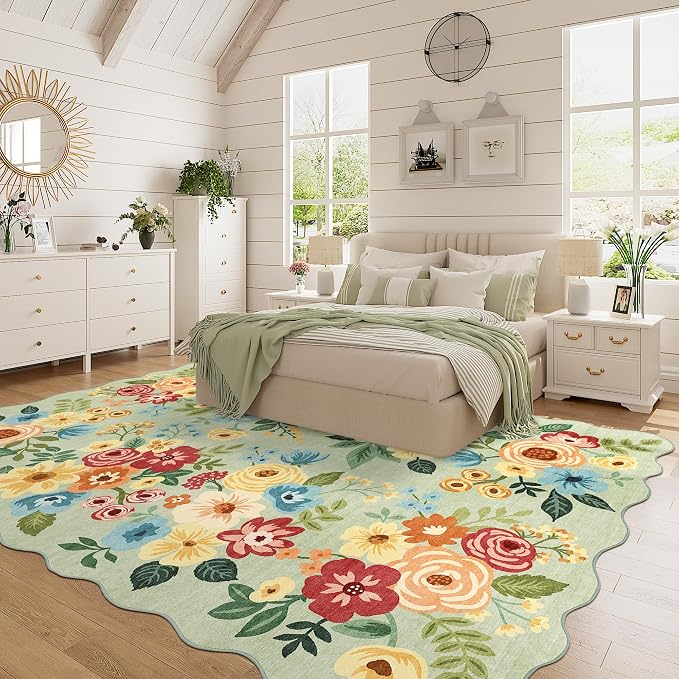 DUKINO 6x9 Area Rugs, Floral Washable Rug - Image 3