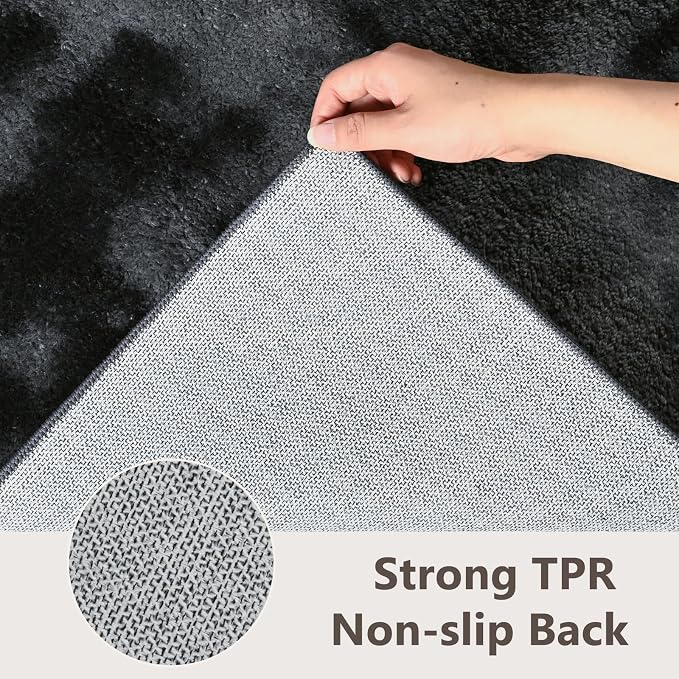 2x8 Tie-dye Dark Grey Runner Rug Washable Non-Slip - Image 5