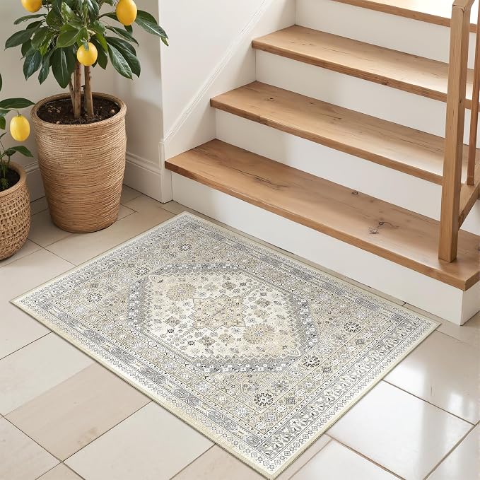 2x3 Entryway Rug Vintage Washable Rug Runner - Image 5
