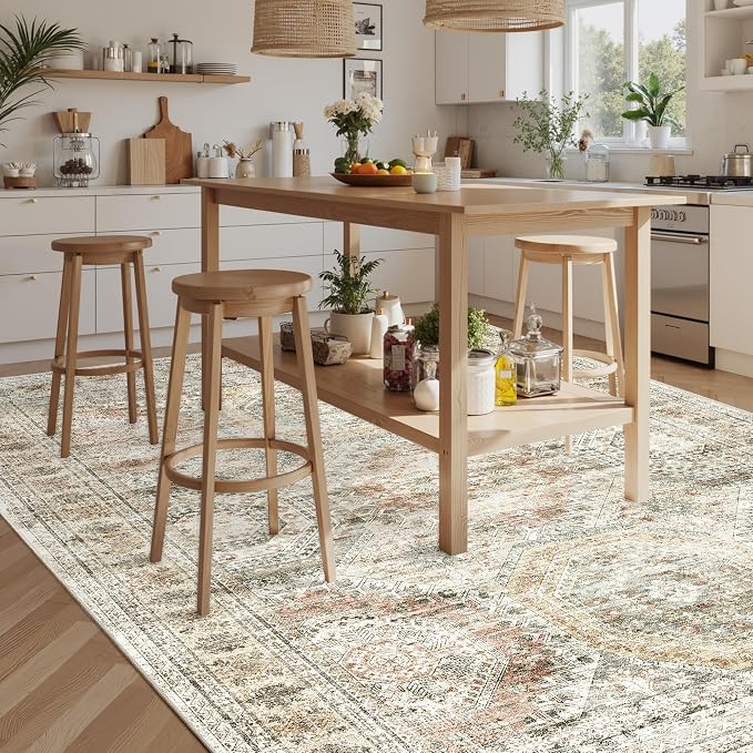 Soalmost 9x12 Area Rugs for Living Room Washable Rug Non-Slip Brown/Pink | - Image 7