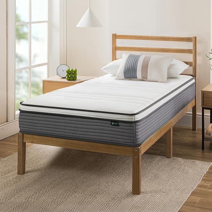 ZINUS 10 Inch True Support Hybrid Mattress [New Version], Twin, Fiberglass Free, Medium Feel, Motion Isolation, Certified Safe Foams & Fabric, Mattress in A Box