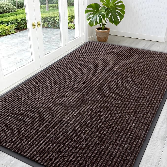 OLANLY Front Door Mat 59x34, Waterproof Heavy-Duty Indoor Outdoor Doormat | Tan by OLANLY