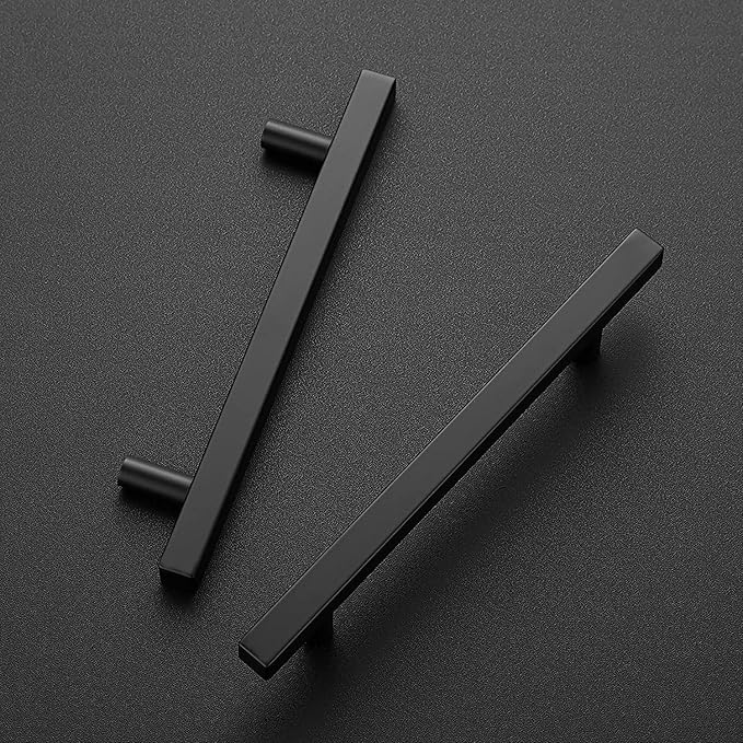Ravinte Black Cabinet Handles 15 Pack 5 inch Matte Black Square Cabinet Pulls Kitchen Hardware Modern Pulls 7-3/8 inch Overall Length Kitchen Drawer Handles
