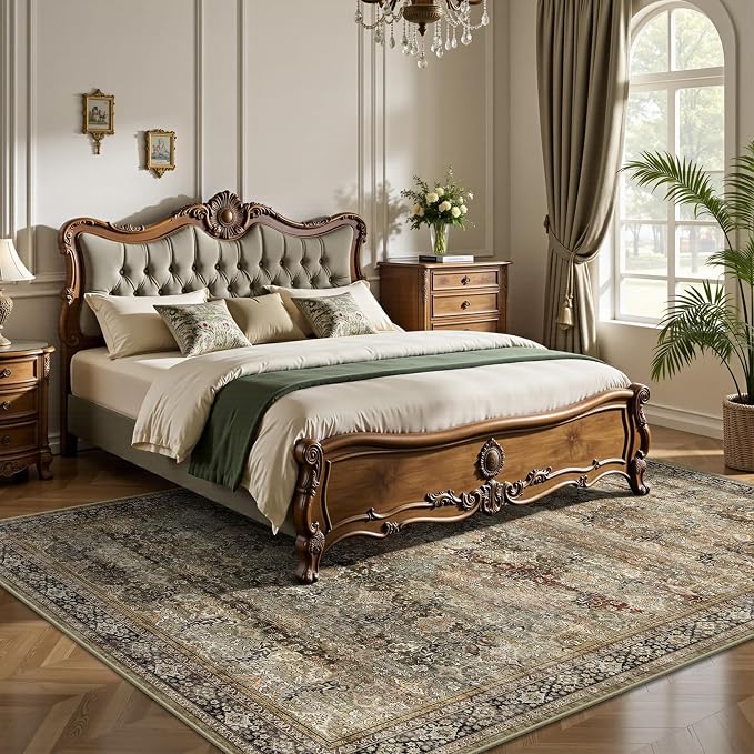 6x9 Area Rugs - Washable Vintage Retro Living Room Rug, Soft Ultra Thin Non - Image 3