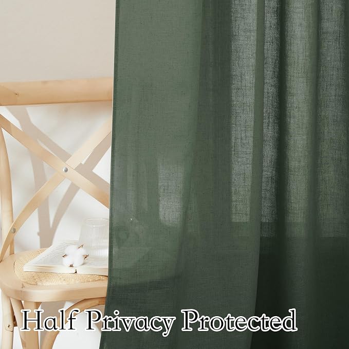 RYB HOME Linen Semi Sheer Curtains - Image 4