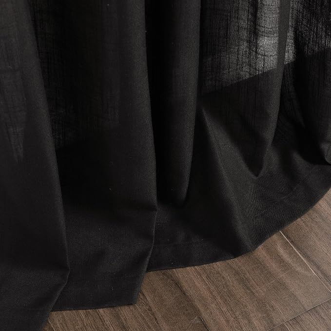 Vintage Black Linen Curtains 96 Inches Long - Image 9