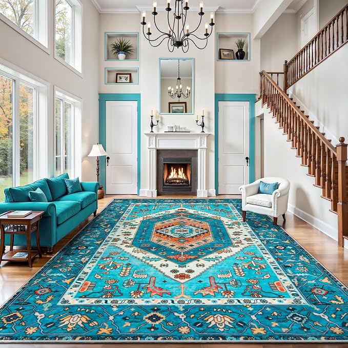SERISSA 9x12 Washable Non Slip Boho Area Rug - Image 2