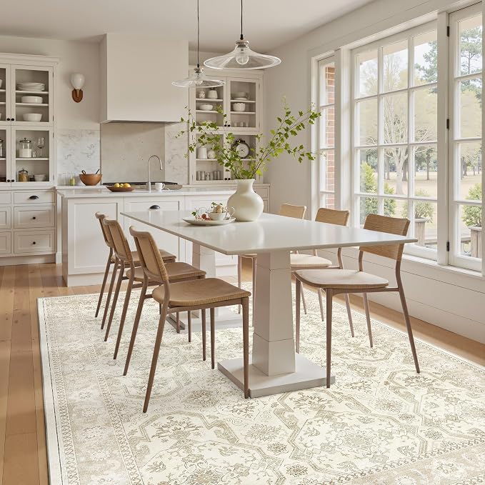 Soalmost 5x7 Area Rug Low Pile Washable Trendy Faded Style Rug, Foldable Stain - Image 4