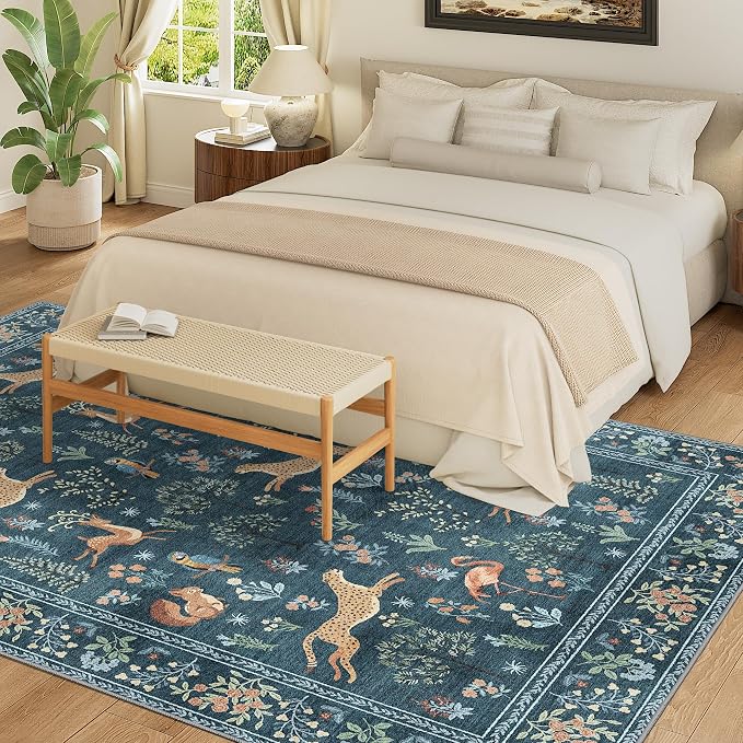 DUKINO 6x9 Area Rug, Washable Animal Living Room Rug Non Slip, Low Pile - Image 4