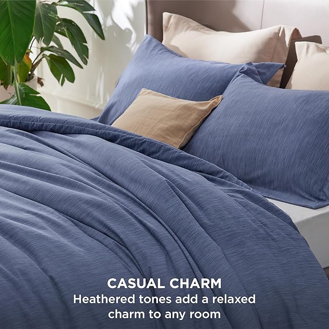 Bedsure Queen Comforter Set - Infinity Blue Soft Bedding for All Seasons, Cationic Dyed Bed Set, 3 Pieces, 1 Queen Size Comforter (90"x90") and 2 Pillow Shams (20"x26"+2")