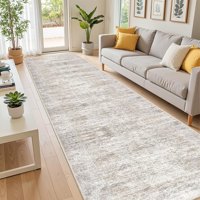 2'6 x 10' Runner Rug Non Slip, Washable Kitchen Rugs, Taupe | 10 ft Runner Rug - Image 3