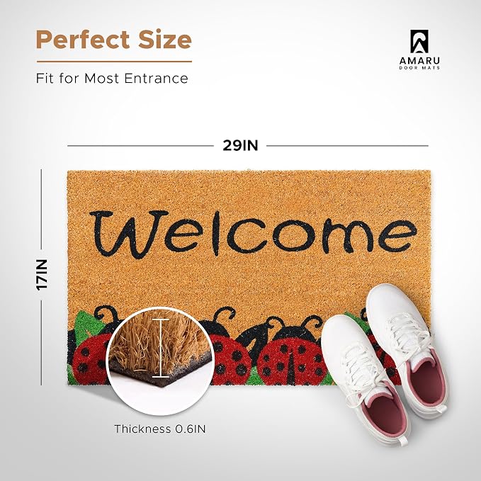 Coir Welcome Mat, 17 x 29 in | 100% Natural Coir, Anti-Shedding, Durable PVC - Image 2