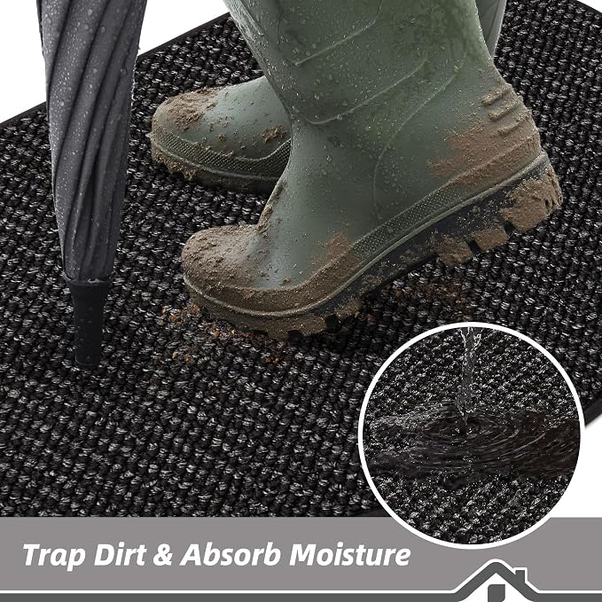 BEQHAUSE Dirt Trapper Door Mat 17" x 30" Half Circle Non Slip Rugs, Absorbent - Image 3