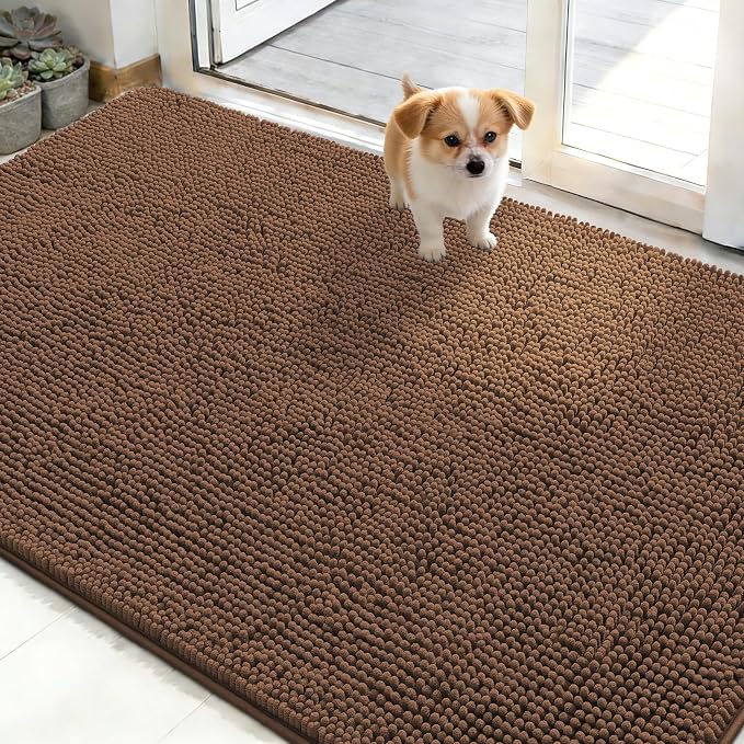 OLANLY Dog Door Mat for Muddy Paws 50x30, Super Absorbent Chenille Mud Mat | by OLANLY