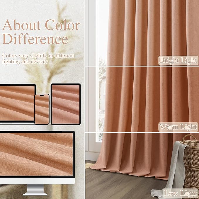 100% Blackout Curtains 96 Inch Length 2 Panels Set - Image 7
