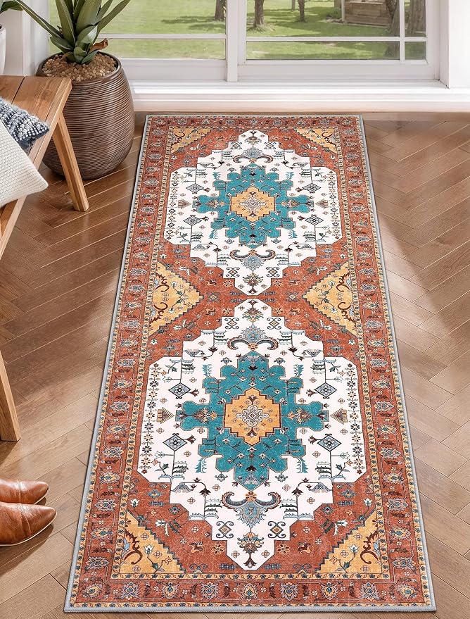 SERISSA 2x5 Washable Non Slip Boho Runner Rug by SERISSAHomeDecorCollection