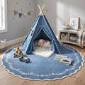 GarveeHome Round Rugs 4ft Scalloped Washable Small Circle Rug by GarveeHome
