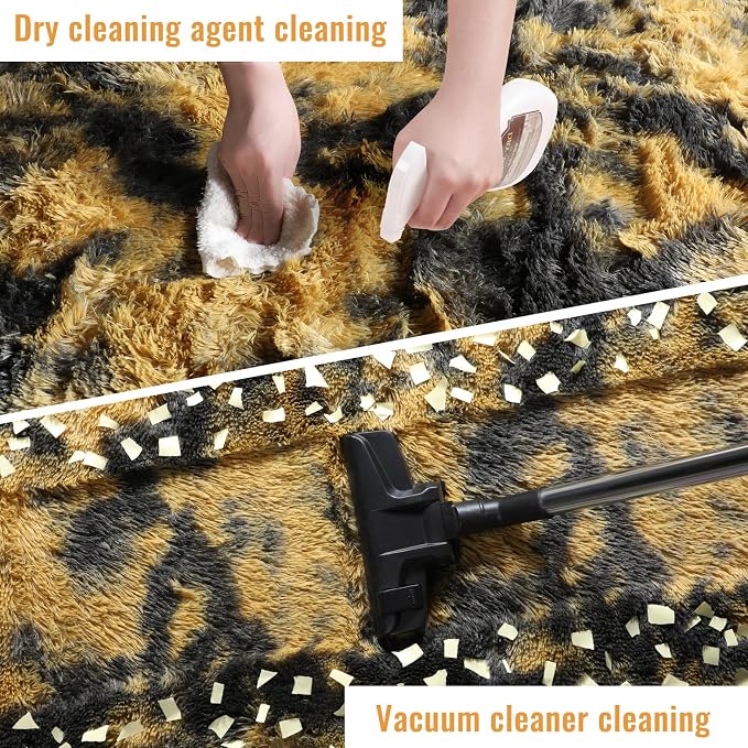 Black and Yellow Bedroom Rugs 4x6 Ft, Fluffy Modern Living Room Area Rug | - Image 6