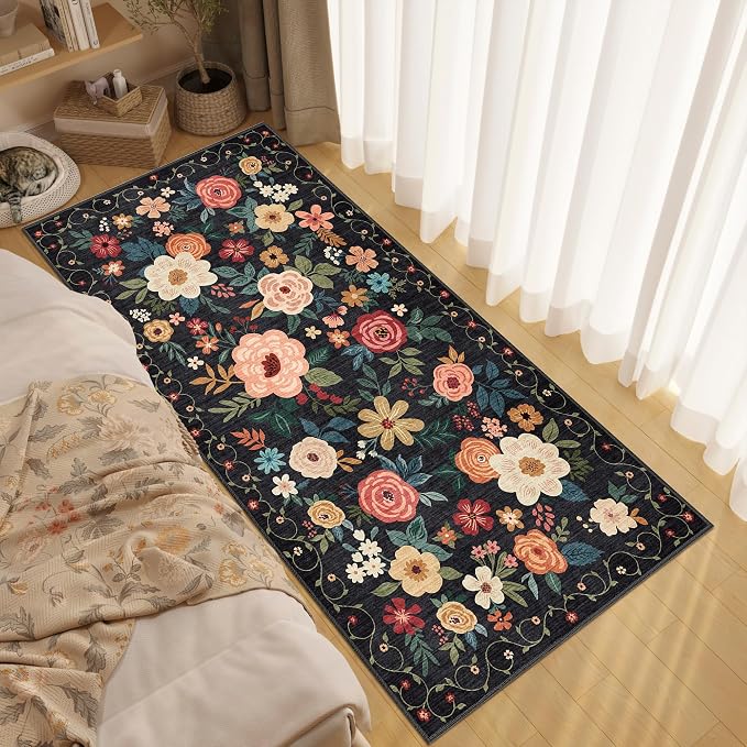 DUKINO 3x6 Runner Rug, Non Slip Floral Washable Rug - Image 3