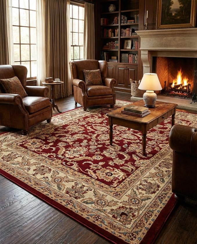 Rugs.com Aditi Collection Rug – 10x13 Red Medium-Pile Rug Perfect by Rugscom