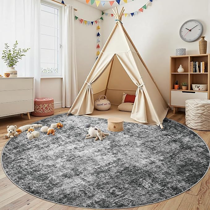 Aelenmu Round Rug 8ft Washable Rug - Image 4