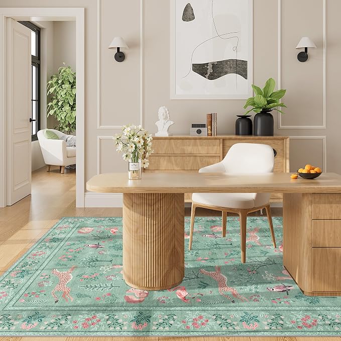 DUKINO 4x6 Area Rug, Non Slip Animal Washable Rug - Image 8