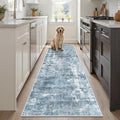 Soalmost Abstratc Runner Rug 2x6 Washable Kitchen Hallway Runners Blue/Grey | by Soalmost