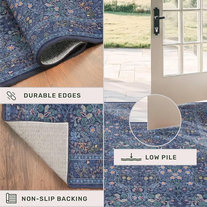 Vintage Dark Blue 3x6 Runner Rugs - Image 5