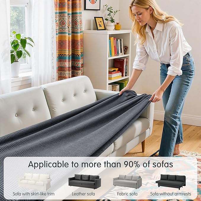 Hokway Large Couch Cushion Covers Stretch Cushion Covers Sofa Seat Cushion - Image 4