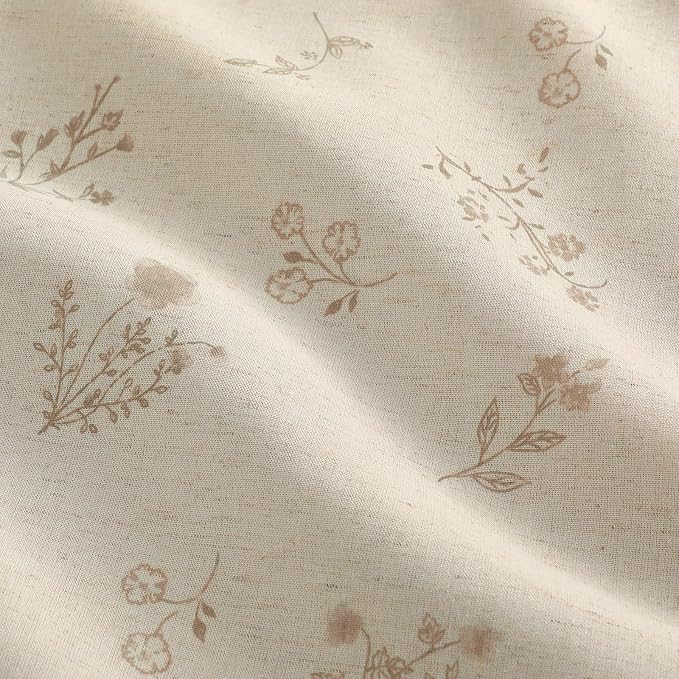 Boho Floral 100% Blackout Curtains 84 Inch 2 Panels Beige | Farmhouse Vintage - Image 4