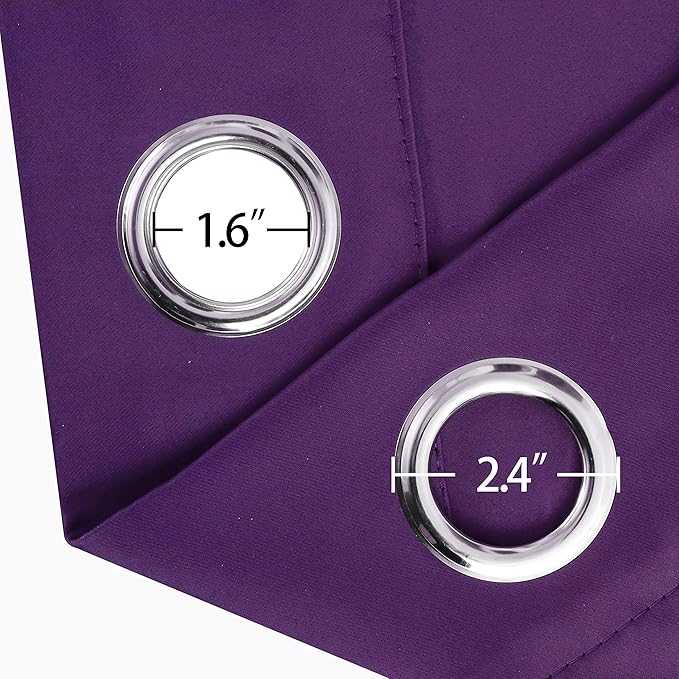 Purple Blackout Curtains 66 x 63 Inch Length/Set of 2 Curtain Panels/Thermal - Image 6