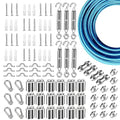 Globe String Light Suspension Kit, Outdoor Light Guide Wire, Vinyl Coated Stainless Steel Steel Cable，Include 200ft Transparent PVC and 304 Stainless Steel Wire Cable, Turnbuckle and Hooks