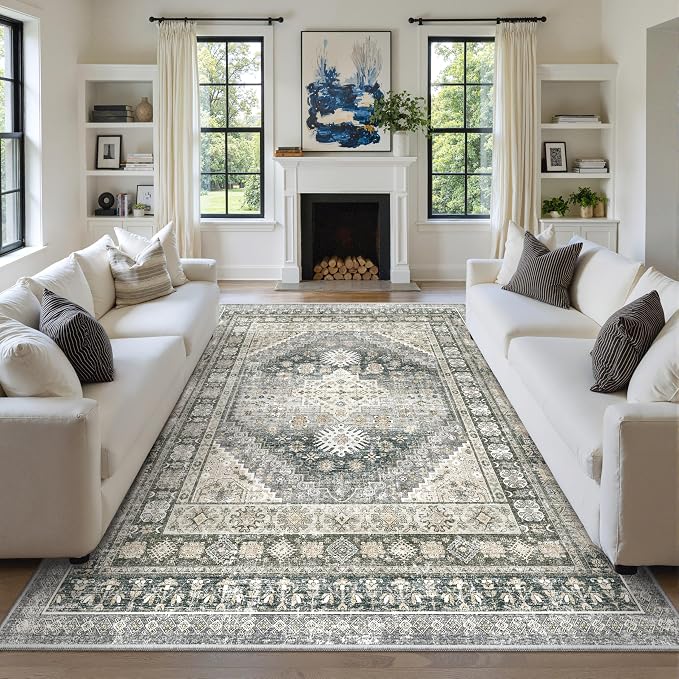 8x10 Area Rugs for Living Room, Large Washable Rug, Wheat | Rugs for Bedroom by Zesthome